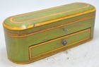 Vintage Wooden Oval Pencil Stationary Box Original Old Hand Crafted Painted