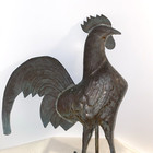 Vintage Farmhouse Copper Patina Rooster Weathervane Handcrafted Leaded 21  X 23 