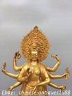 Old Tibet Bronze Gilt Eight Arms Goddess Kwan-yin Quan Guan Yin Buddha Statue