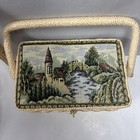 Vintage Tapestry Woven Wicker Sewing Basket Box 8x5x4    Made In Taiwan Nice