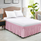 Elastic Wrap Around Bed Skirt - Queen Size  Easy Fit With 15-inch Tailored Drop 