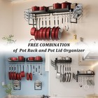 X-cosrack Wall Mounted Pot Rack Set Of 2 W lid Organizer  12 Hooks  Black