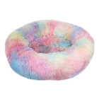 Colorful Long Plush Pet Bed Soft Fluffy Round Cushion For Small Dogs Cats