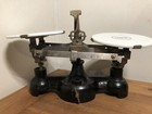 Antique Cenco Central Scientific Co Balance Scale Cast Iron 200 Gram Ceramic