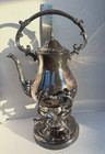 Vintage Silverplate Tilting Hot Water Kettle Stand  Burner  Rococo 14  Tea Pot