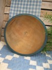Small Antique Wood Dough Bowl Teal Blue Milk Paint  8-1 4  Stamped Parrish