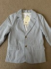 Country Road Boys Seersucker Striped Suit Jacket Blue white Lined Size 10