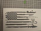 American Flag Fish Sticker Usa Fishing Decal Car Vehicle Window Graphic Bumper 2