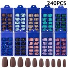 240 100x Long short Ballerina False Nailtips Acrylic Coffin Full Cover Fakenail   