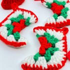 1970s Crocheted Christmas Tree Ornament Lot Of 7 Te7