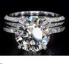 4ct White Round Cut Real Moissanite Engagement Ring 14k White Gold Plated Silver