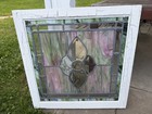 Antique Stained Glass Window Flower 28 5 X 28 5   Architectural Salvage