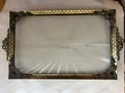 Antique Ornate Vanity Perfume Dresser Footed Tray Mirror Gold Gilt Regency