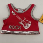 Build A Bear Disney Hannah Montana Pink Rock Guitar Top Silver Sequin Shirt Nwt