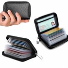 Rfid Blocking Credit Card Holder Wallet Zipper Coin Pocket Slim Case 1pc Black