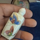 Chinese Porcelain Snuff Bottle W  Butterfly Motif  Marked Base