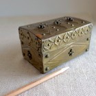 French Brass-clad Box Jewelry Casket Alfred Daguet Style Vintage Velvet Repouss  
