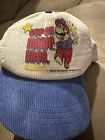 Vintage Nintendo 1988 Super Mario Bros  Snap Back Trucker Hat Blue Corduroy Rare