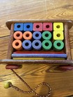 Vintage Playskool Wagon Wooden Blocks Pull Toy Nearly Complete 1960 1st Version