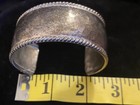 Antique Artisan Hammered Wide Silver Tone Cuff Made In Mexico Signed Bracelet