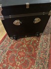 Vintage Seward Black Steamer Trunk 