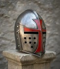 Medieval Crusader Helmet Knight Templar Red Cross Armor Wearable Steel Larp