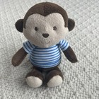 Carters Child Of Mine Monkey Plush Rattle Toy 62029 Brown Blue Striped Shirt 8 