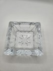 Mcm vintage retro Square Clear Glass Ashtray Heavy 5 5    X 1 5    Starburst Design