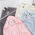 Toddler Hooded Bathrobe Cartoon Coral Fleece Baby Towel Blanket