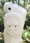 Vintage Inuit Or Eskimo Hand-carved Cow Bone Hunter Carving 7   Signed Rs