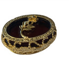 Vintage Gold Filigree Amber Pillbox Compact Rose Hypnotique Max Factor Perfume