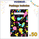 Neon Party Favor Bags  50 Pack  10 X 6 In Plastic Goodie Bags   Let s Glow Print