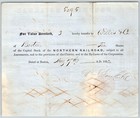 1852 Boston  Ma Northern Railroad Stock Certificate No  8798 For 10 Shares