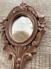 Lovely Antique Carved Wood   Floral Hand Mirror