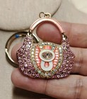  purse Hand Bag  Pink Rhinestone Crystal Keychain Keyring Sparkling Bag Charm