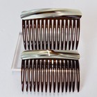 Vtg French Handmade Marbled Lucite Hair Combs - 3x2     - 1970s - Made In France