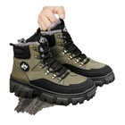 Men s Green black Lace-up Ankle Hiking Boots Round Toe Solid Pattern