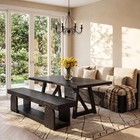 63  Black Wooden Entryway Bench  Farmhouse Entry Shoe Bench With Storage Shelf