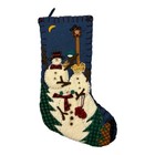 3d Applique Felt Stocking Christmas Decor Embellished Whipstitch Snowmen Lg 21 
