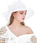 Z x Organza Church Fascinator Wedding Tea Party Derby Hats For Women Flower Wide