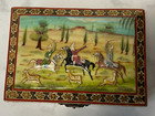 Vintage Persian Khatam Wooden Trinket Jewelry Box Hunting Scene Marquetry Inlay