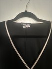 Vintage  Byer Too  Black Wrap Dress W  White Trim V-neck Short Sleeve Stretch M