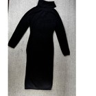 Mable Sweater Dress Womens Large Black Knit Turtleneck Long Sleeve Classic Midi
