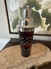 Ruby Cut Glass Vintage Mid Century Modern Style Cocktail Martini Shaker Barware