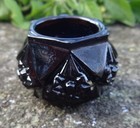 E  E  Ed Bowman Black Amethyst Purple Glass Knob Open Salt Dip cellar  Dish 