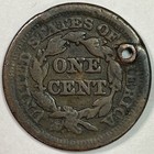 1850 Braided Hair Large Cent Good G Coin  Holed  20013