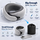 G-shape Memory Foam Travel Neck Pillow - 100  Pure Foam Ergonomic Support With E
