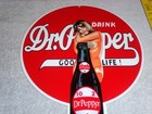 Vintage Drink Dr Pepper 10 2 4 Bottle       Woman 12  Metal Soda Gasoline Oil Sign