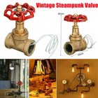 1 2   Vintage Steampunk Stop Valve Light Switch For Water Pipe Lamp W red Handle