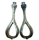 Vintage Heavy Cast Brass Serving Tray Handles Pair Ornate Wheat Feather Design